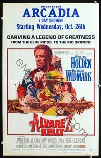 2t018 ALVAREZ KELLY window card movie poster '66 William Holden, Richard Widmark, cool artwork!