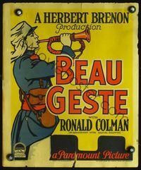 2t029 BEAU GESTE window card movie poster '26 cool artwork of Foreign Legion soldier blowing bugle!