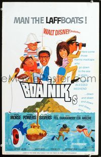2t042 BOATNIKS window card movie poster '70 Walt Disney, Phil Silvers, Stefanie Powers, Robert Morse