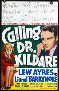 2t060 CALLING DR. KILDARE WC '39 Lew Ayres talking to sexy 18 year-old Lana Turner on phone!