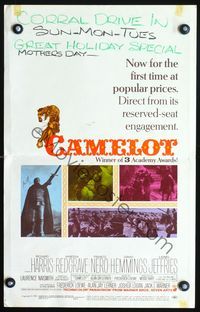 2t061 CAMELOT popular prices WC '68 Richard Harris as King Arthur, Vanessa Redgrave as Guenevere!