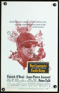2t065 CASTLE KEEP window card movie poster '69 Burt Lancaster & sexy Astrid Heeren in World War II!