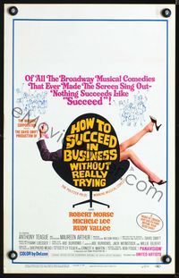 2t177 HOW TO SUCCEED IN BUSINESS WITHOUT TRYING window card '67 Robert Morse, art by Frank Loesser!