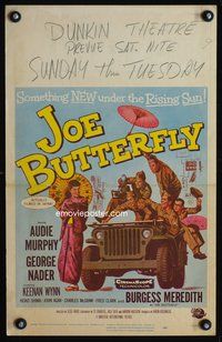 2t202 JOE BUTTERFLY WC '57 great artwork of Audie Murphy & soldiers flirting with girl in Japan!