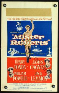 2t272 MISTER ROBERTS window card poster '55 Henry Fonda, James Cagney, William Powell, Jack Lemmon