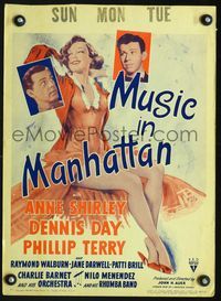 2t277 MUSIC IN MANHATTAN WC '44 best super sexy full-length artwork of Anne Shirley showing legs!