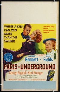 2t312 PARIS-UNDERGROUND WC '45 Constance Bennett, Gracie Fields, a kiss wins more than a sword!