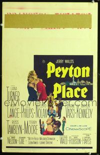 2t326 PEYTON PLACE window card movie poster '58 Lana Turner, from the novel by Grace Metalious!