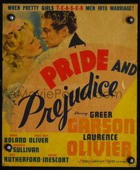 2t340 PRIDE & PREJUDICE WC '40 art of Laurence Olivier & Greer Garson, from Jane Austen's novel!