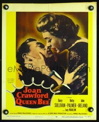 2t348 QUEEN BEE window card '55 different romantic close up of Joan Crawford & Barry Sullivan!