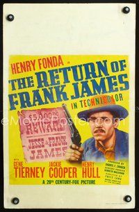2t355 RETURN OF FRANK JAMES WC '40 great image of outlaw Henry Fonda by reward sign, Fritz Lang!