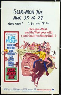 2t400 STAY AWAY JOE window card '68 great artwork Elvis Presley riding bull with lots of sexy girls!
