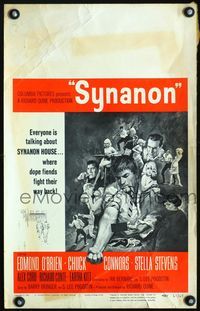 2t408 SYNANON window card movie poster '65 Richard Conte, drug addiction!
