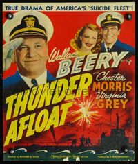 2t426 THUNDER AFLOAT window card poster '39 sailors Wallace Beery & Chester Morris, Virginia Grey