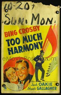 2t436 TOO MUCH HARMONY WC '33 cool deco image of Bing Crosby & Judith Allen in musical note!
