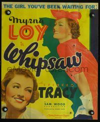 2t480 WHIPSAW WC '35 two great art images of beautiful Myrna Loy, the girl you've been waiting fo!