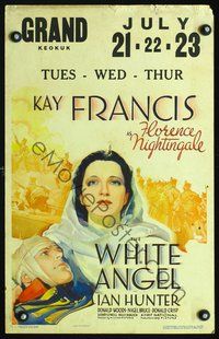 2t481 WHITE ANGEL WC '36 great artwork of angelic beautiful Kay Francis as Florence Nightingale!