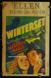 2t487 WINTERSET WC '36 art of Burgess Meredith & pretty Margo, from Maxwell Anderson's play!