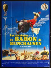2u328 ADVENTURES OF BARON MUNCHAUSEN French 1p '89 Terry Gilliam, art of John Neville on cannonball!