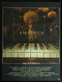 2u330 AMADEUS French 1p '84 Milos Foreman, Mozart biography, cool piano art by Bernard Bernhardt!