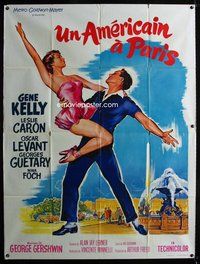 2u332 AMERICAN IN PARIS French 1panel R60s art of Gene Kelly & Leslie Caron dancing by Roger Soubie!