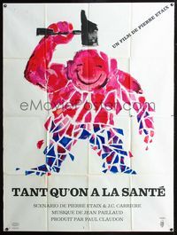 2u338 AS LONG AS YOU'RE HEALTHY French 1p '66 wacky art of man hitting himself on head with hammer!