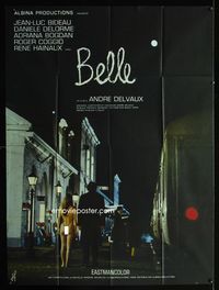 2u344 BELLE French 1p '73 Andre Delvaux, Jean-Luc Bideau, photo of sexy nude girl walking in town!