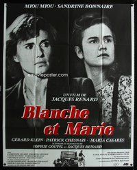 2u349 BLANCHE ET MARIE French 1panel '84 Jacques Renard, Miou-Miou, Bonnaire, B&W photo by Philippe!