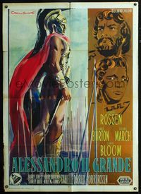 2u082 ALEXANDER THE GREAT Italian 1panel R1958 Frederic March, cool art of young ruler in full armor!