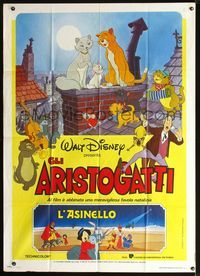 2u089 ARISTOCATS/SMALL ONE Italian 1p '86 cool Disney double-bill, great image!