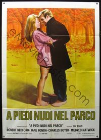 2u005 BAREFOOT IN THE PARK Italian 2panel R70s different art of Redford & sexy Jane Fonda by Nistri!