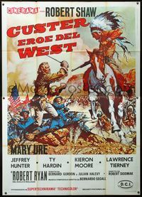 2u013 CUSTER OF THE WEST Italian 2p '68 cool art of Robert Shaw as the Civil War's famous General!