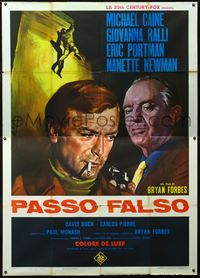 2u014 DEADFALL Italian 2p '68 art of smoking Michael Caine with gun pointed at head by Enzo Nistri!