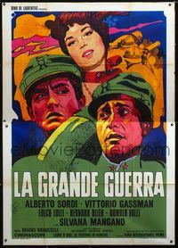 2u029 GREAT WAR Italian 2panel '61 art of Vittorio Gassman, Alberto Sordi & Silvana Mangano by Iaia!