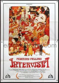 2u031 INTERVISTA Italian two-panel '87 Federico Fellini, wonderful artwork montage by Milo Houston!