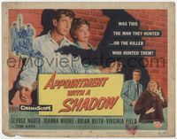 2v326 APPOINTMENT WITH A SHADOW TC '58 cool noir artwork of silhouette pointing gun at stars!