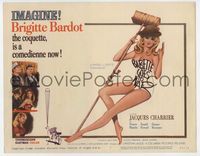 2v328 BABETTE GOES TO WAR title card '60 super sexy artwork of soldier Brigitte Bardot with broom!