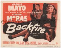 2v330 BACKFIRE title card '50 full-length sexy double-crossing Virginia Mayo seduces Gordon MacRae!
