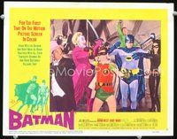 2v026 BATMAN lobby card #8 '66 great image of Adam West & Burt Ward with all villains in costume!