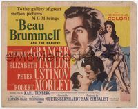2v339 BEAU BRUMMELL movie title lobby card '54 art of sexy Elizabeth Taylor & Stewart Granger!