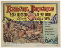 2v343 BENGAL BRIGADE title lobby card '54 Rock Hudson & Arlene Dahl romancing and fighting in India!