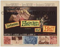 2v345 BETWEEN HEAVEN & HELL TC '56 barechested Robert Wagner romances sexy Terry Moore on ground!
