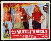 2v045 BUNNY YEAGER'S NUDE CAMERA LC '64 Barry Mahon, she's standing with naked model w/equipment!