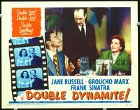 2v080 DOUBLE DYNAMITE movie lobby card #2 '52 3-shot of Groucho Marx, Jane Russell & Frank Sinatra!