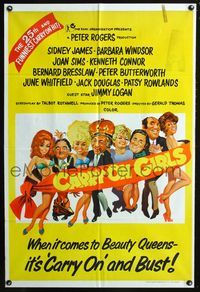2w269 CARRY ON GIRLS Aust movie one-sheet poster '73 English sex, Sidney James, funny sexy art!