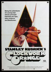 2w274 CLOCKWORK ORANGE Aust 1sh '72 Stanley Kubrick classic, Phillip Castle art of Malcolm McDowell!