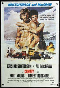 2w278 CONVOY Aust one-sheet '78 art of barechested trucker Kris Kristofferson & sexy Ali McGraw!
