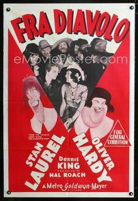 2w284 DEVIL'S BROTHER Aust one-sheet poster R50s Hal Roach, Laurel & Hardy, Al Hirschfeld artwork!