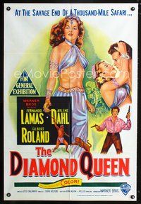 2w286 DIAMOND QUEEN Aust movie one-sheet poster '53 artwork of super sexy love-jewel Arlene Dahl!