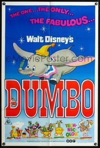 2w292 DUMBO Aust 1sheet R72 Ben Sharpsteen, Stirling Holloway, Walt Disney circus elephant classic!